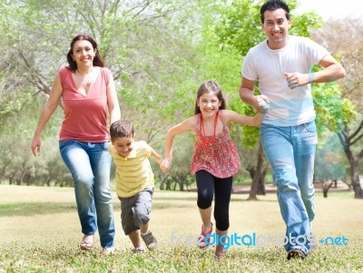 Family In The Park Stock Photo