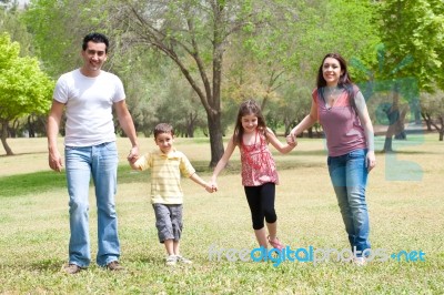 Family In The Park Stock Photo