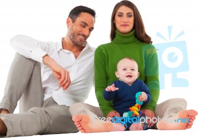 Family Of Three Spending Leisure Time Together Stock Photo