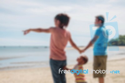 Family On The Beach Stock Photo