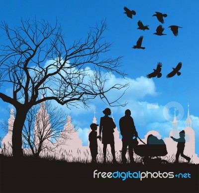 Family On Walk In The Countryside Stock Image