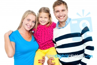 Family Portrait On A White Background Stock Photo