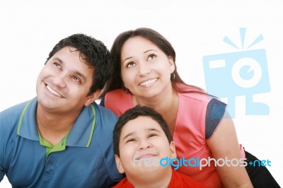 Family Surprisingly Looking Up Stock Photo