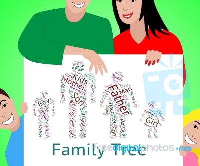 Family Tree Indicates Hereditary Ancestry And Text Stock Image