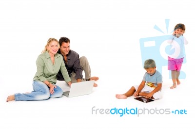 Family Using Digital Tablet Stock Photo