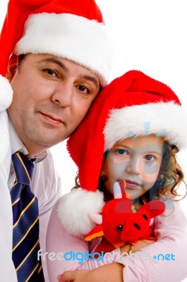 Family Wearing Christmas Hat Stock Photo