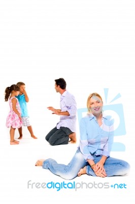 Family With Two Children Stock Photo