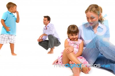 Family With Two Children Stock Photo