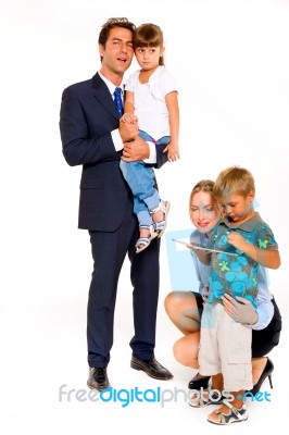 Family With Two Children Stock Photo