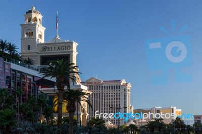 Famous Hotels Along The Strip Stock Photo