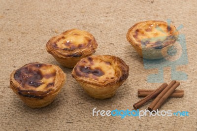 Famous Portuguese Egg Pastry Tart Stock Photo