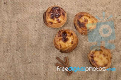 Famous Portuguese Egg Pastry Tart Stock Photo