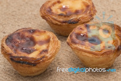 Famous Portuguese Egg Pastry Tart Stock Photo