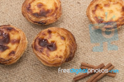 Famous Portuguese Egg Pastry Tart Stock Photo