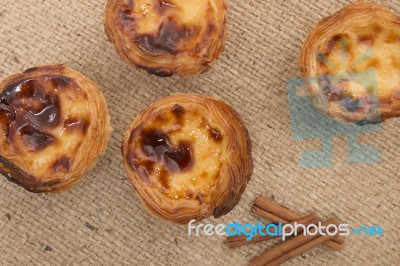 Famous Portuguese Egg Pastry Tart Stock Photo