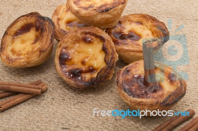 Famous Portuguese Egg Pastry Tart Stock Photo