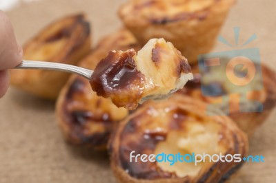 Famous Portuguese Egg Pastry Tart Stock Photo