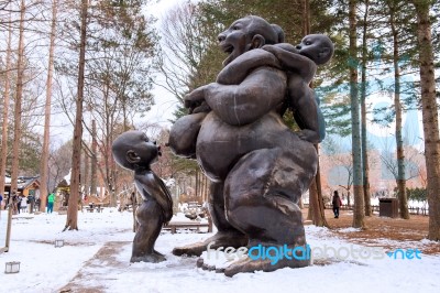 Famous Statue Of Nami Island,south Korea Stock Photo