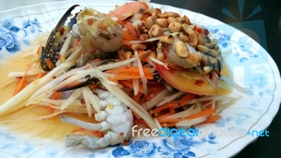 Famous Street Food Of Thailand Like Papaya Salad And Etc Stock Photo