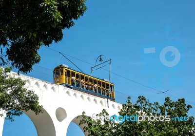 Famous Tram From Lapa To Santa Teresa District, Rio De Janeiro, Stock Photo