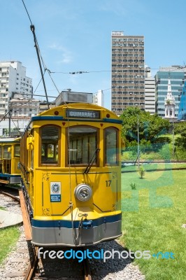 Famous Tram From Lapa To Santa Teresa District, Rio De Janeiro, Stock Photo