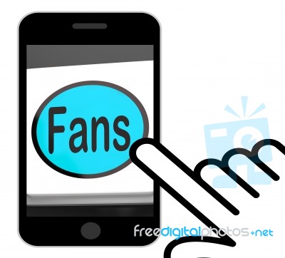 Fans Button Displays Follower Or Internet Fan Stock Image