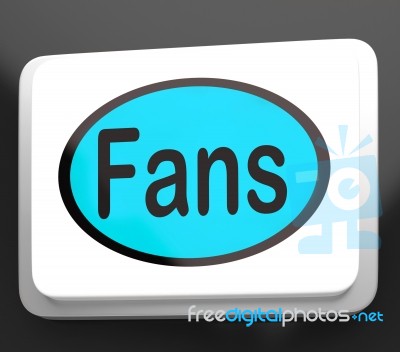 Fans Button Shows Follower Or Internet Fan Stock Image