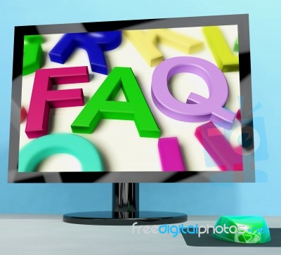 Faq On Computer Screen Showing Online Help Stock Image