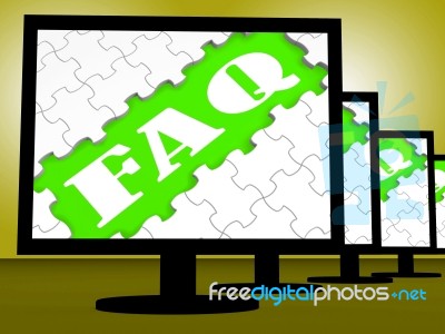 Faq On Monitors Shows Faqs Frequently Asked Questions Online Stock Image