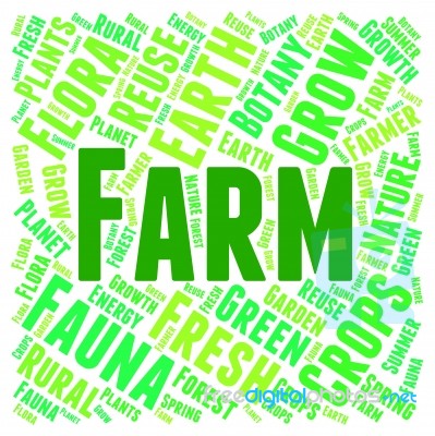 Farm Word Showing Cultivation Text And Cultivates Stock Image