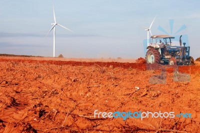 Farmers Are Using Tractors Plowing Stock Photo