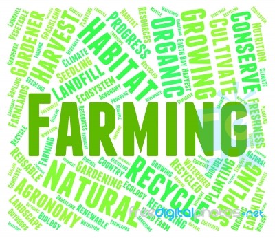 Farming Word Represents Words Farmstead And Farmland Stock Image