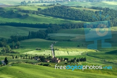 Farmland In Val D'orcia Tuscany Stock Photo