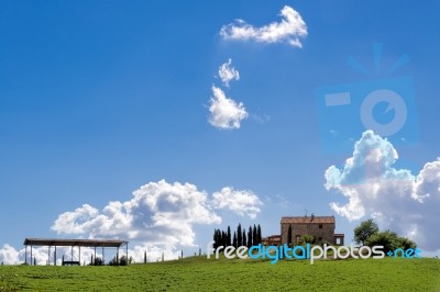 Farmland In Val D'orcia Tuscany Stock Photo