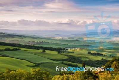 Farmland In Val D'orcia Tuscany Stock Photo