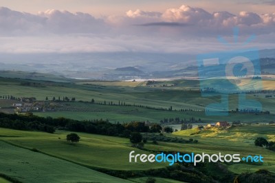 Farmland In Val D'orcia Tuscany Stock Photo