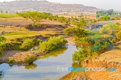 Farmland Landscape In Ethiopia Stock Photo