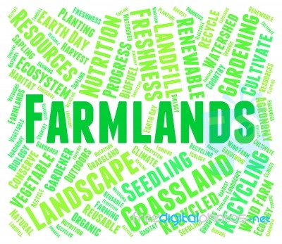 Farmlands Word Indicating Cultivates Agricultural And Farmed Stock Image