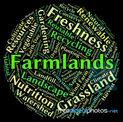 Farmlands Word Represents Text Cultivates And Farmstead Stock Image