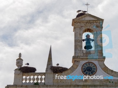 Faro, Southern Algarve/portugal - March 7 : Storks  At Faro In P… Stock Photo