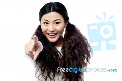 Fashion Girl Pointing You Out Stock Photo