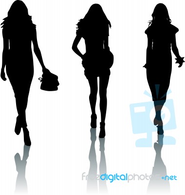 Fashion Girls Silhouettes Stock Image