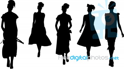 Fashion Girls Silhouettes Stock Image