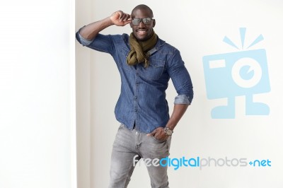 Fashion Handsome Young Man Posing At Home Stock Photo