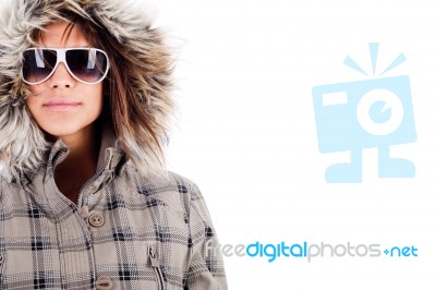 Fashion Model Wearing Woolen Top Stock Photo