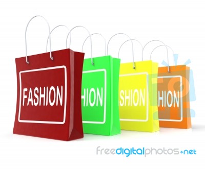 Fashion Shopping Bags Shows Fashionable Trendy And Stylish Stock Image