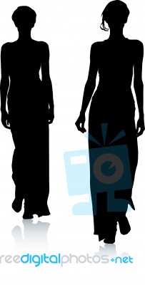 Fashion Silhouette Girls Stock Image