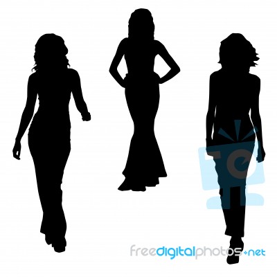 Fashion Silhouette Girls Stock Image