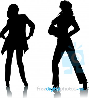 Fashion Silhouette Girls Stock Image