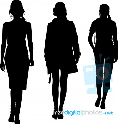 Fashion Silhouette Girls standing Stock Image